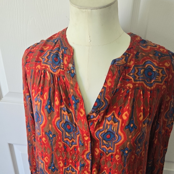 🧡✨‎ Tiny Anthropologie Boho Red Printed Tunic Dress — Size M ✨🧡 AA47 - Picture 3 of 10